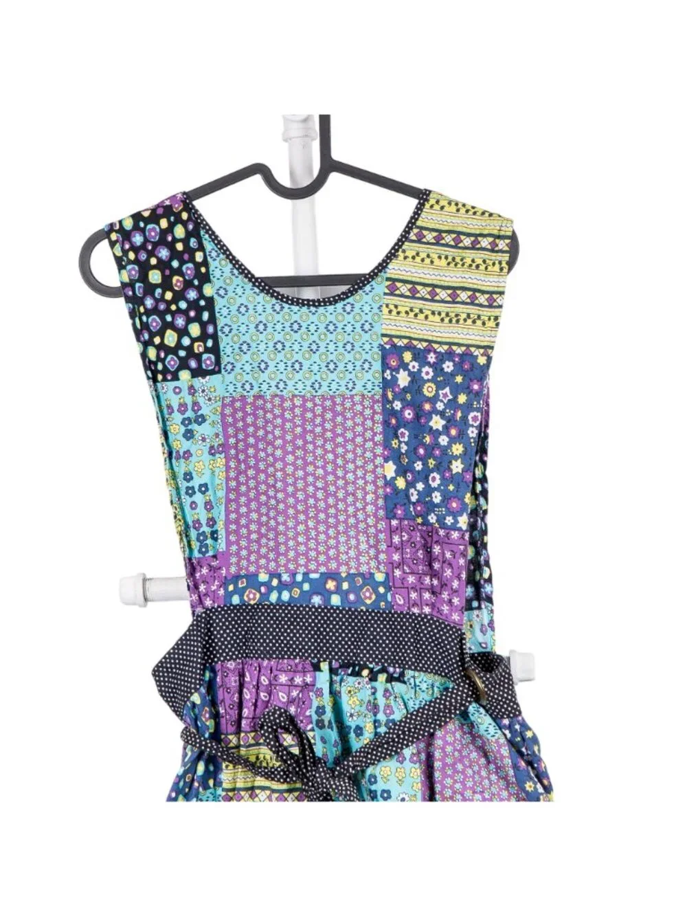 Design House VTG Apron Smock 70s Patchwork Purple Blue Green Japan Cottagecore